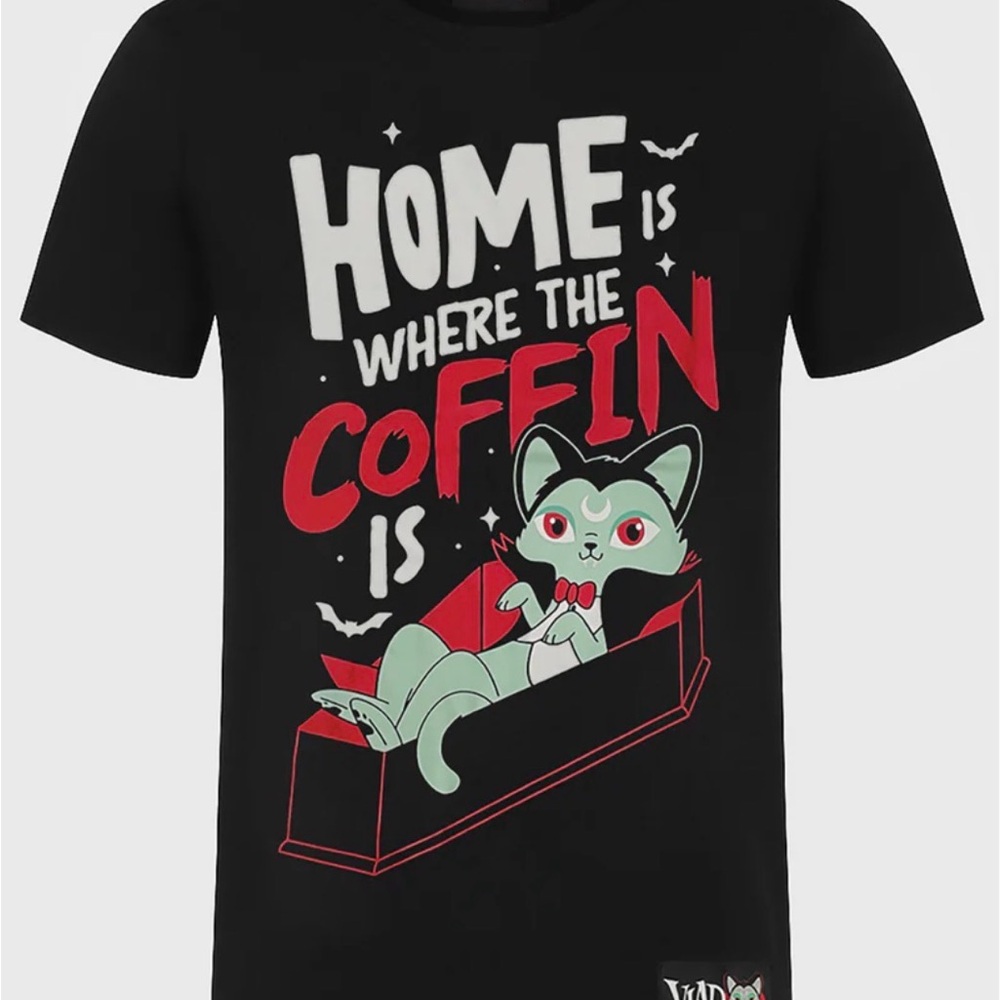 Home Is Where The Coffin Is Graphic Tee - Black, Red, Mint
